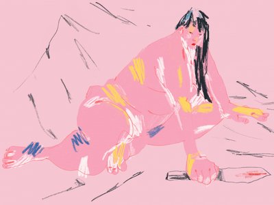 Pink Figure Bloodied Knife by Francesco Gulina
