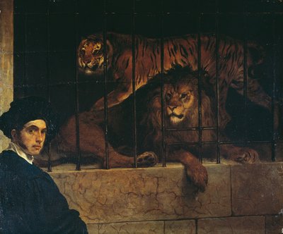 Self-portrait with a Tiger and Lion by Francesco Hayez