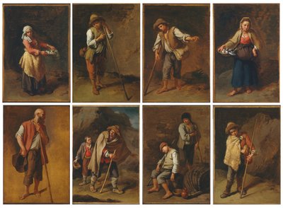Eight Figures Studies of Peasants and Shepherds by Francesco Londonio