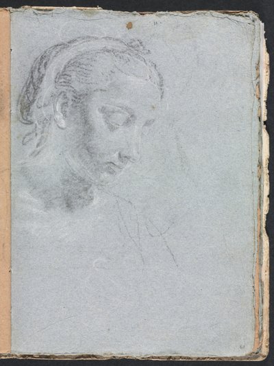 Verona Sketchbook: Head and shoulders of a woman (page 61) by Francesco Lorenzi
