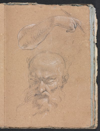 Verona Sketchbook: Head of a bearded man and right arm and hand (page 59) by Francesco Lorenzi