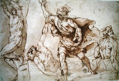 Studies for the Martyrdom of St. Sebastian and the Stoning of St. Stephen by Francesco Maffei