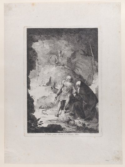 Saint Paul the Hermit and Saint Anthony Abbot conversing in a landscape, after Piero di Cosimo by Francesco Novelli