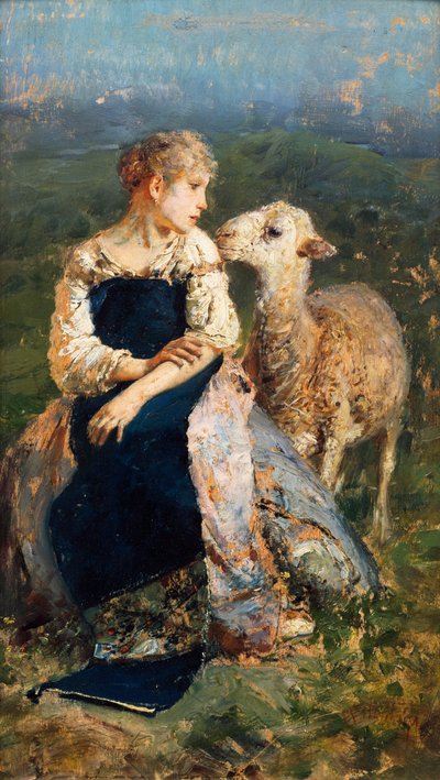 Shepherdess or Girl with a Goat by Francesco Paolo Michetti