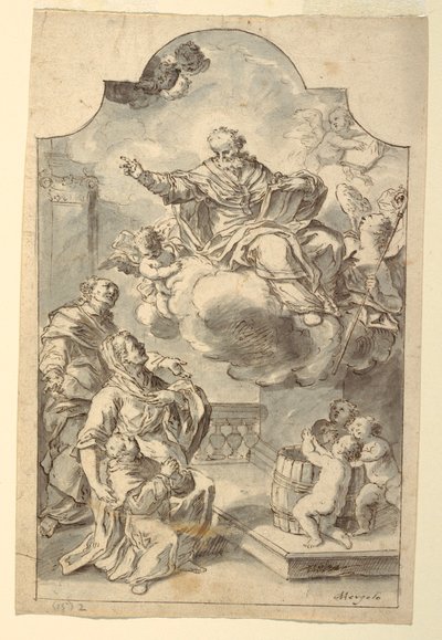 A Votive Image of a Boy Presented by his Parents to St. Nicholas of Bari by Francesco Saverio Mergolo