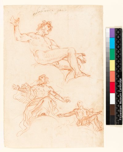 Study Sheet (Recto). Slight Ink Scribbles, Possibly a Drapery Study? (Verso) by Francesco Solimena