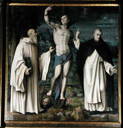 SS. Benedict, Dominic and Sebastian by Francesco Ubertini Il Bacchiacca