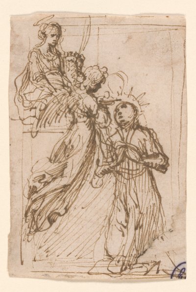 Blessed Stanislaus Kostka Receiving Communion from the Angels Assisted by Saint Barbara by Francesco Vanni