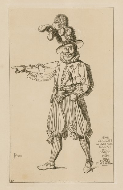Jean le Grott of Lucerne, guardsman of the Pope, 1613 by Francesco Villamena