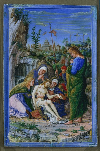 Single Leaf from a Book of Hours: Pieta by Francesco dai Libri