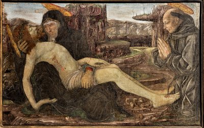 Lamentation with client shown as St. Francis, by Francesco del Cossa by Francesco del Cossa