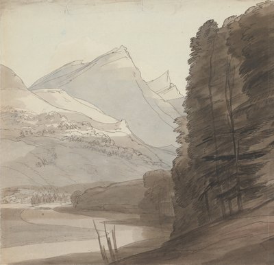 On the Side of the Rhine Near the Source, Light Coming from the Right by Francis Towne