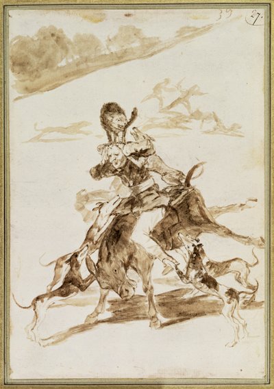 Dogs Attacking a Man on a Mule by Francisco de Goya