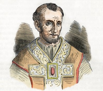 Middle Ages: representation of Pope Nicholas I the Great, drawing from 