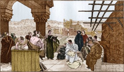 Pierre Abelard and his school on the Sainte Genevieve mountain by Francois (after) Flameng