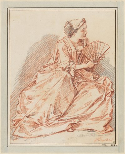 A Young Lady with a Fan by François Boucher