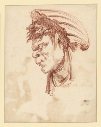Grotesque Head in Profile with a Shell as Headgear by François Boucher