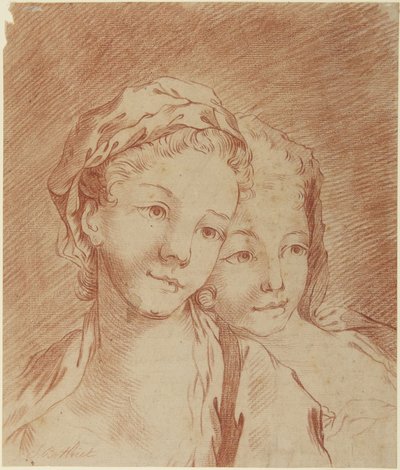 Heads of Two Girls by François Boucher