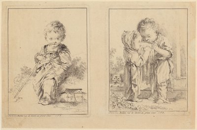 Little Savoyard and the Little Milk Drinkers [Two Plates] by François Boucher