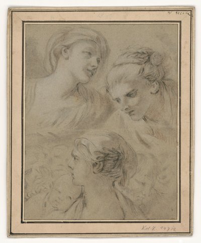 Head Studies Exemplifying Various Emotions by François Boucher