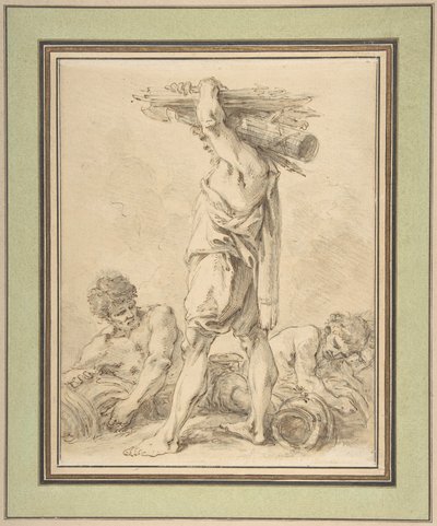 Standing Man Carrying Fasces and Arms by François Boucher