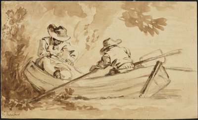 Two Men in a Rowboat by François Boucher