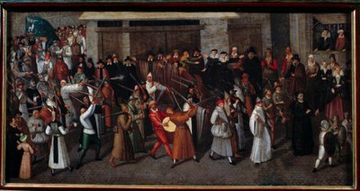 Religious wars between Catholics and Protestants: Procession of the League at the end of Notre Dame in 1593 by Francois Bunel