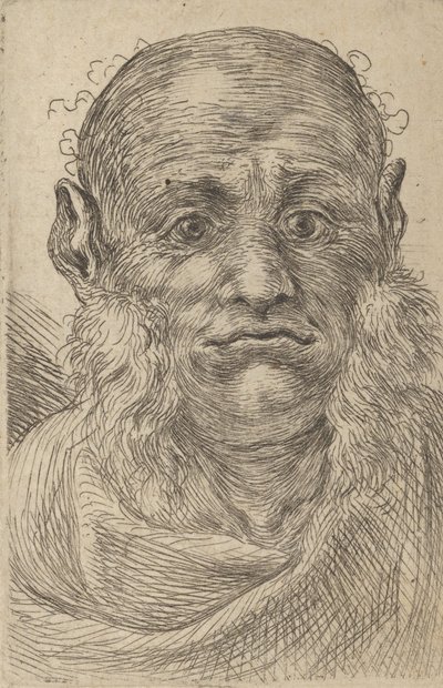 Mask of a Bald Man with Tufty Sideburns, from Divers Masques by Francois Chauveau
