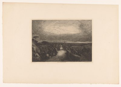 Landscape with Rider in a Crowd by Francois Nicolas Chifflart