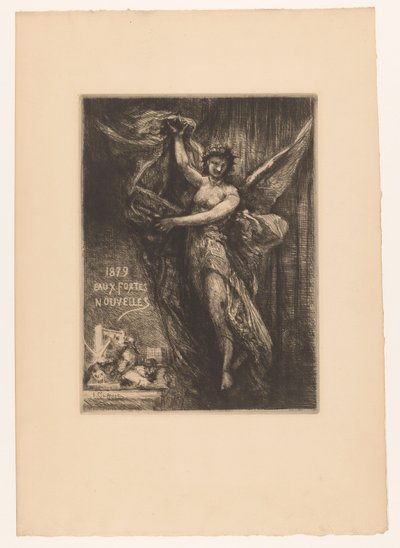 Title Page with Angel and Printing Press by Francois Nicolas Chifflart