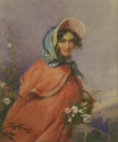 Portrait of a Lady in Open Landscape by Francois Theodore Rochard