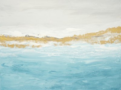 Abstract Blue Gold Seascape by Françoise Wattré