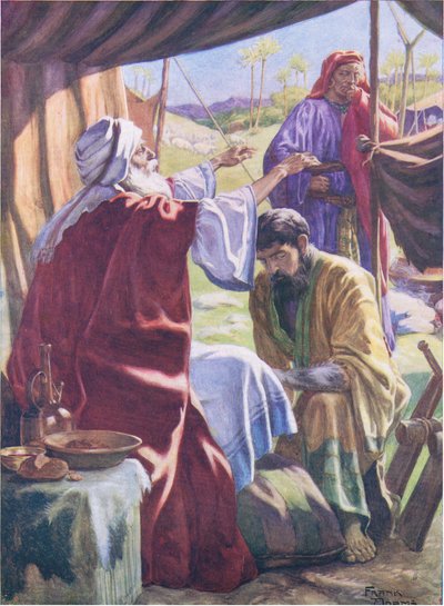 Jacob obtaining the blessing, from The Bible Picture Book published by Thomas Nelson by Frank Adams