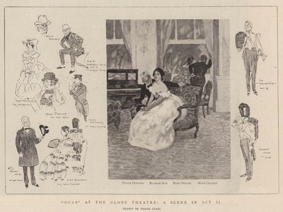 "Ours" at the Globe Theatre, a Scene in Act II by Frank Craig