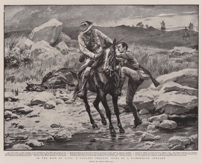 In the Nick of Time, a Gallant Trooper Picks Up Dismounted Comrade by Frank Dadd