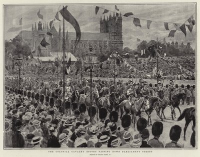 The Colonial Cavalry Escort Passing Down Parliament Street by Frank Dadd