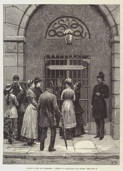 Waiting to See the Prisoners, a Sketch at Kilmainham Jail, Dublin by Frank Dadd