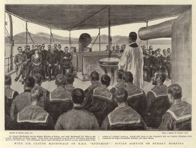 With Sir Claude MacDonald on HMS Endymion, Divine Service on Sunday Morning by Frank Dadd