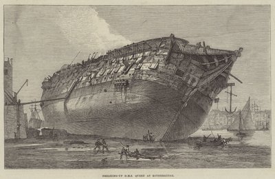 Breaking-up HMS Queen at Rotherhithe by Frank Watkins