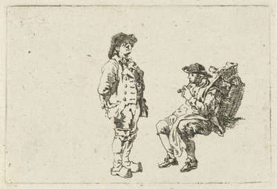 Farmer and pipe-smoking man by François Joseph Pfeiffer (II)