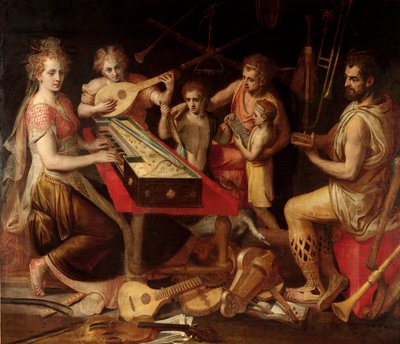 Music Characters. Allegory of musical instruments by Frans Floris (1515-1570) by Frans Floris