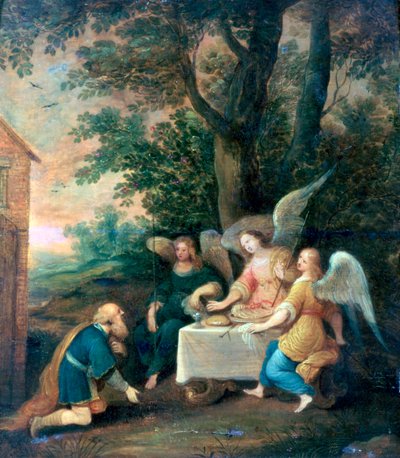 Abraham Kneels in front of Three Angels by Frans Francken II