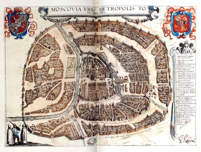 Map of Moscow, 1572 by Frans Hogenberg