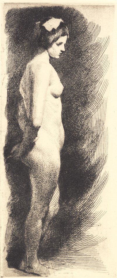Standing Nude Female Model in Profile to the Right by Frans Schwartz