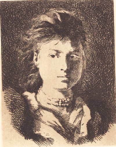 Unfinished Head of a Young Girl, Full Face by Frans Schwartz
