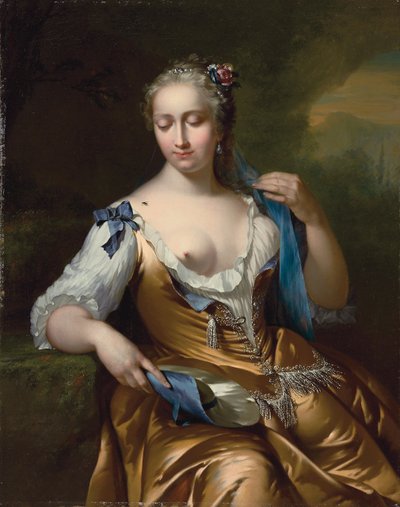Lady in a Landscape with a Fly on Her Shoulder: An Allegory of Touch by Frans van der Mijn