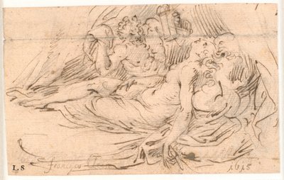 Sleeping Woman Spied on by Satyr with Lantern in Hand by Frantz Cleyn
