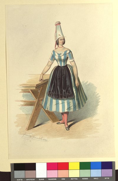Ida Schuselka-Brüning as a French Peasant Woman in "Maria, Daughter of the Regiment" by Franz Gerasch