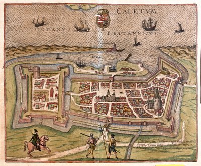 Calais, France: the gate, fortress and key of France, came under the power of the Spanish King Philip in 1597 (engraving) by Franz Hogenberg