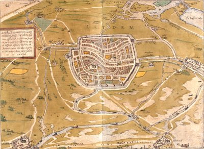 Plan of Leiden, Netherlands by Franz Hogenberg